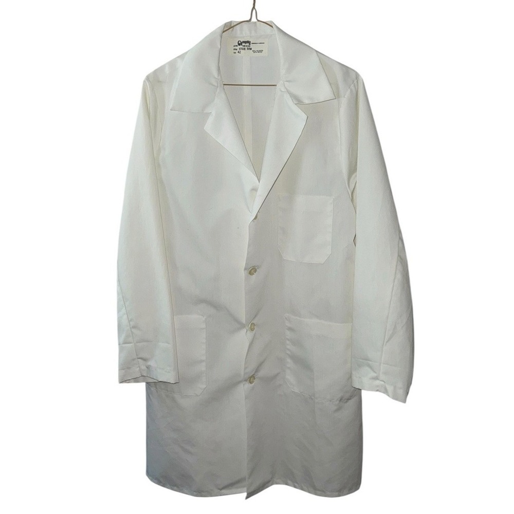 Angelica White Lab Coat Size 42 USA Medical Doctor Dentist Pharmacy Jacket VTG